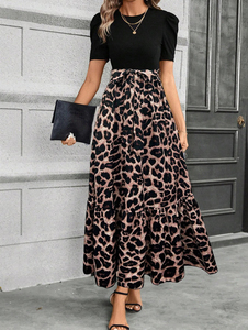 IStapromo Gifts Floral Printed Vintage Dress European American Women's Empire Waist Maxi Elegant <b>Patchwork</b> Style - Product Image 3
