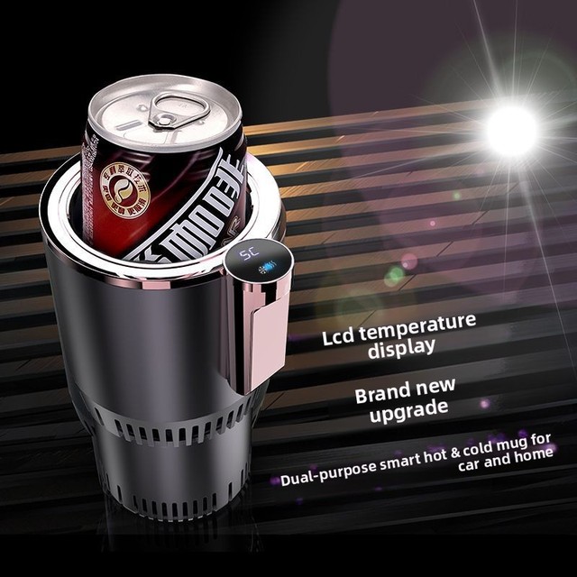 Smart Car Cup Heating Cooling Car-Mounted Cup Display Screen Mini Refrigerator Home Use DC12V OLIVER Fitment Cools Heats