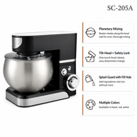 Batteur sur socle professionnel Sohef 5L pour hôtel, mélangeur planétaire à tête inclinable avec verrou de sécurité, 6 vitesses, fonction Pulse, 1300W, machine à mélanger pour la cuisine et les boulangers à domicile