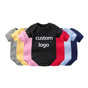 Customization Wholesales solid color blank Baby Onesie 100% Cotton Baby boys Clothes New Born Baby Rompers