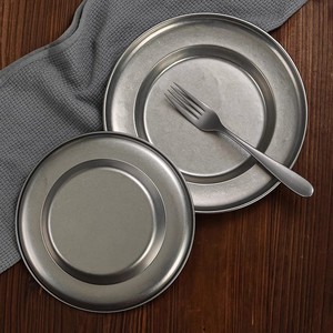 Stainless Steel Shallow Plate Round Dish For Pasta Barbecue Serving Tray 4T Solid Color - Product Image 1