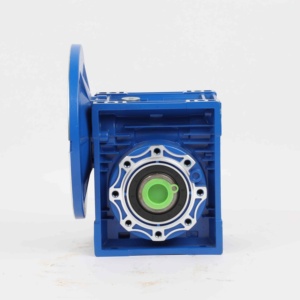 Reductor de velocidad de aluminio azul plateado con motor de tornillo sin fin, relación 20:1, caja de engranajes con montaje de brida - Product Image 2