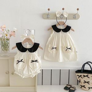 Macacão Sem Mangas de Verão para Menina Bebê Vestido Infantil com Lapela Roupas Doces para Crianças - Product Image 2