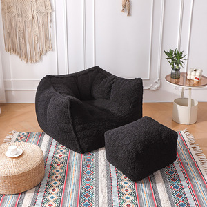 Fauteuil pouf hexagonal compressible en polaire d'agneau, canapé paresseux individuel pliable, emballé sous vide, idéal pour petit appartement - Product Image 3
