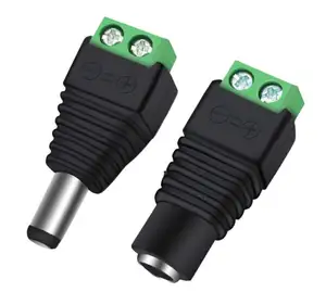 12V DC Power Connector 5.5mm x 2.1mm Power Jack Adapter for Led Strip CCTV Security Camera Cable Wire Ends Plug Barrel Adapter