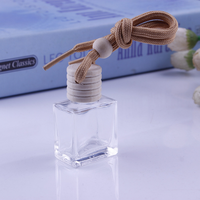 Bois vis couvercle parfum voiture désodorisant parfum bouteille pendentif décor vide verre suspendu voiture diffuseur bouteille de parfum 10ml