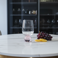 Verres à vin sans pied de couleur rose, gobelet à vin en cristal de luxe avec base en diamant pour les mariages, les anniversaires