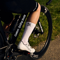 Chaussettes de cyclisme personnalisées avec logo, hauteur genou, antidérapantes, respirantes, à compression