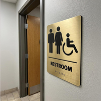 Panneau de signalisation WC commercial moderne personnalisé, conforme ADA, avec braille, installation facile, en plastique durable, à suspendre