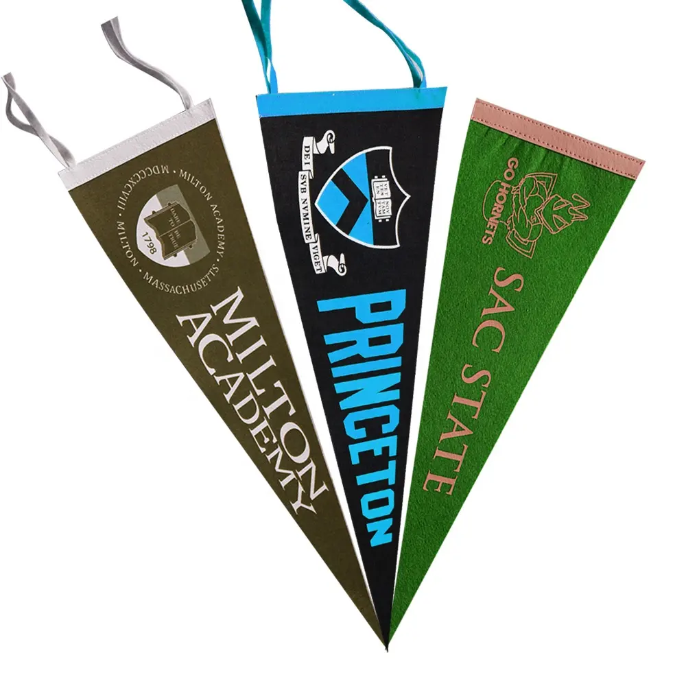 Custom Printing Cheap Pennant Sports Team College Banner Felt Flag Pennant Triangle Felt Flag