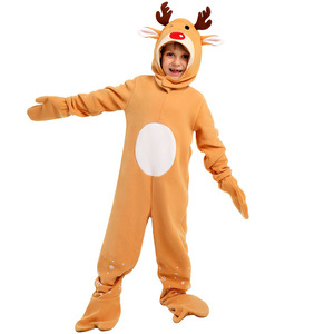 Disfraz de Reno Navideño para Niños, Traje Transpirable para Actuaciones Navideñas, Diseño de Copo de Nieve, Talla Infantil 4547 - Product Image 1