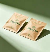 Kantong Kertas Kraft Biodegradable Desain Kustom Segel Tiga Sisi dengan Resleting untuk Teh, Bunga Kering, Plester Gigi, Kemasan Kosong