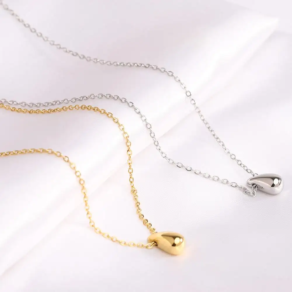 Perhiasan halus baru kalung liontin tetesan air liontin anti alergi permukaan berlapis emas 18K baja tahan karat untuk wanita