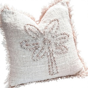 High Quality <b>Indian</b> Cotton Bohemian Cushion Cover Cowrie Shell Decorative <b>Throw</b> Pillow Vintage Pattern Wholesale Price - Product Image 1