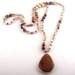 قلادة بوهيمية عصرية طويلة معقودة من الكريستال والزجاج، قلادة من حجر الأمازونيت الطبيعي وحجر العقيق - Product Image 5