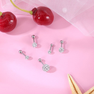 ต่างหูคริสตัลบอลแบบ Iced Out |   เครื่องประดับร่างกายสแตนเลสสตีล 3 มม. 4 มม. 5 มม. 6 มม. 8 มม. ป้องกันการแพ้ ไม่ซีดจาง - Product Image 4