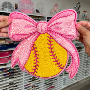 Certified Factory Design Football Bow Glitter <b>Sequin</b> Iron On Patches Softball Custom Chenille Patch - Product Image 1