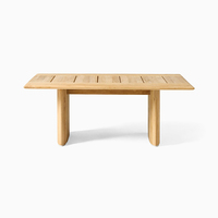 Table rectangulaire d'extérieur de style moderne pour hôtel, en teck massif, au design simple et moderne, durable pour les restaurants