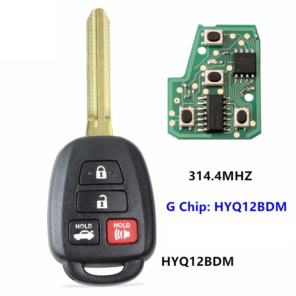 Cho Toyota Đồ Chơi Keyless Nhập 4 Nút G Chip 314Mhz Từ Xa Key Cho Toyota Camry Corolla 2012-2017 HYQ12BDM