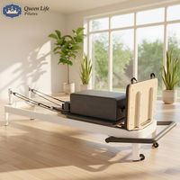 Queenlife Reformer Pilates Kelas Komersial Kualitas Studio dengan Sistem Glide Senyap, Tempat Tidur Pilates Putih Heavy Duty untuk Pemulihan