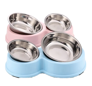 Toptan ayrılabilir paslanmaz çelik 2 in 1 çift kaseler yuvarlak saman köpek maması ve su kasesi - Product Image 5