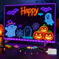 Tableau lumineux à dessin lumineux blanc chaud LED pour bébés et enfants, design moderne en acrylique, prise USB/Type-C, veilleuse carrée