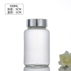 Envase de Vidrio Vacío de 60 ml, 100 ml, 120 ml, Esmerilado, Transparente, con Tapa de Rosca, Impreso con Serigrafía, para Tabletas de Vitaminas, Cápsulas Medicinales, Píldoras, en Caja - Product Image 2