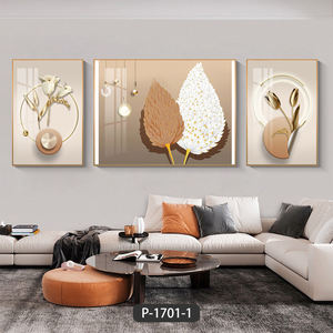Décoration d'intérieur, <span class=keywords><strong>triptyque</strong></span> de plumes, peinture décorative en cristal et porcelaine, peinture abstraite, art mural et peinture - Product Image 5