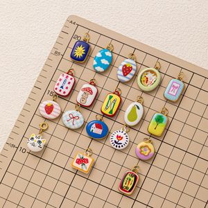 Kleine Gouden Klei Keramische Soortgelijke Effecten Hanger Roestvrij Staal Handgemaakte En Handgeschilderde Charmes Artistieke Bloemenbeschilderde Bedels - Product Image 5