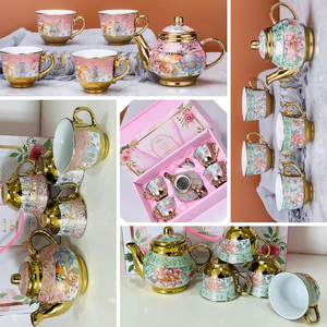 Juego de té de cerámica de estilo europeo para mujer, tazas pequeñas de café y Espresso de 4 onzas, juego de tetera y taza de flores, nuevos cuencos Matcha surtidos - Product Image 5