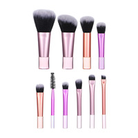 Mini Kit Complet de 10 Pinceaux de Maquillage Plats Portables avec Étui – Poudre Libre, Fond de Teint, Fard à Joues, Fard à Paupières – Vente Transfrontalière