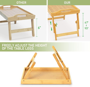 <span class=keywords><strong>Table</strong></span> de lit portable en bambou pliable et réglable pour ordinateur portable, idéale pour les collations, le café, les repas, le petit-déjeuner et le travail - Product Image 6