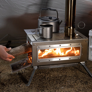 Réchaud <span class=keywords><strong>de</strong></span> camping portable extérieur au charbon <span class=keywords><strong>de</strong></span> bois en acier inoxydable 304, structure monobloc pour cuisson en tente ou abri - Product Image 3