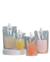 Pochettes souples transparentes à bec verseur de qualité alimentaire à prix abordable, 100 ml, 200 ml, 500 ml, pour l'emballage de jus de fruits et d'eau