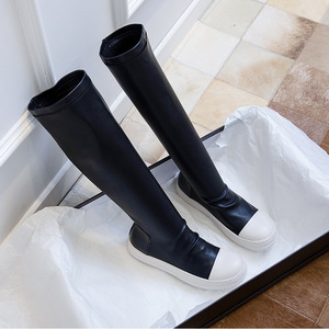 35-44 Best Selling Fall Winter New Fashion Soft Material Sock Fashion Knee High Leather <b>Boots</b> for Ladies - Product Image 1