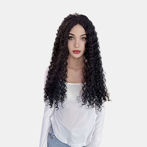 <span class=keywords><strong>Peluca</strong></span> <span class=keywords><strong>de</strong></span> Encaje Frontal Negra Estilo Africano - <span class=keywords><strong>Peluca</strong></span> Larga Sintética con Rizos Kinky para Mujer, Encaje Transparente, Alta Calidad, Colores Personalizables - Product Image 3