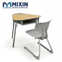 Bureaux d'école en forme de T pour étudiants, table d'étude en bois contreplaqué avec chaise, pour utilisation en classe de lycée, usage commercial