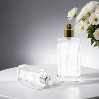 Flacon de parfum vide de luxe en gros pour fabricants, atomiseur pulvérisateur transparent rectangulaire ou rond, 25ml 50ml 100ml