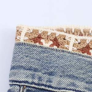 PB&ZA Calça Jeans Feminina 2026 Nova Coleção Verão Outono, Cintura Média, Corte Reto, com Crochê e Patchwork, Estilo Chique - Product Image 5