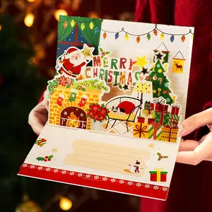 Christmas Pop Up Card Merry Christmas Greeting Card Merry Christmas 3D Card Envelope