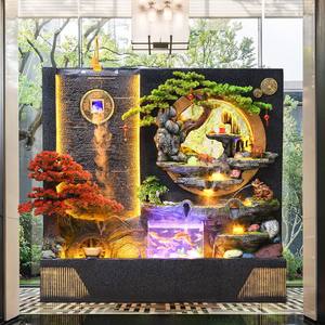 Nouvelle Fontaine Murale Rectangulaire Autoportante avec Écran d'Eau Courante en Fibre de Verre et Aquarium Intégré pour Bureau, Intérieur et Extérieur - Product Image 1