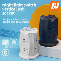 Prise verticale intelligente standard américaine-britannique avec 4 prises de tour multifonctions de charge USB