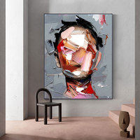 Peinture à l'huile moderne abstraite, portrait de femme peint à la main, couteau, grande peinture à l'huile, portrait