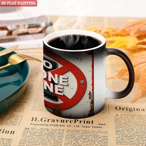 Frosted Black <b>Ceramic</b> <b>Mug</b> 11oz Color Changing Magic Tea Latte Cup No Phone Zone Design - Product Image 4