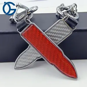 Keychain Fashion Personalized Keyring Leather Branded LOGO Car Key Chain Blank Carbon Fiber Keychain