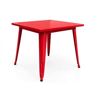 Table de salle à manger carrée en métal rouge, style industriel, acier, pour café, bistrot, restaurant, livraison aux États-Unis - Product Image 1