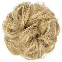 Moño de pelo sintético, coleta despeinada rizada, banda elástica para el pelo, postizo para mujer, horquillas, negro, marrón