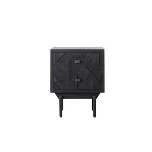 Chu Qi Nightstand Wood Black <b>Storage</b> Drawer Cabinet Bedroom Furniture - Product Image 5