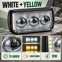 HSSH 12W 3-Linsen Motorrad LED-Fahrlicht Weiß Gelb Strahl Rot Blau Stroboskop 9-36V IP67 Zusätzliches Spotlicht