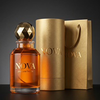 Flacon de parfum cylindrique de luxe en verre ambré 100 ml, base lourde, atomiseur à fine brume, avec boîte cadeau cylindrique, capuchon doré, ODM OEM
